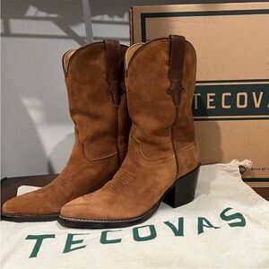 Tecovas Women's Cassie deerskin Tan Western Heeled Boots